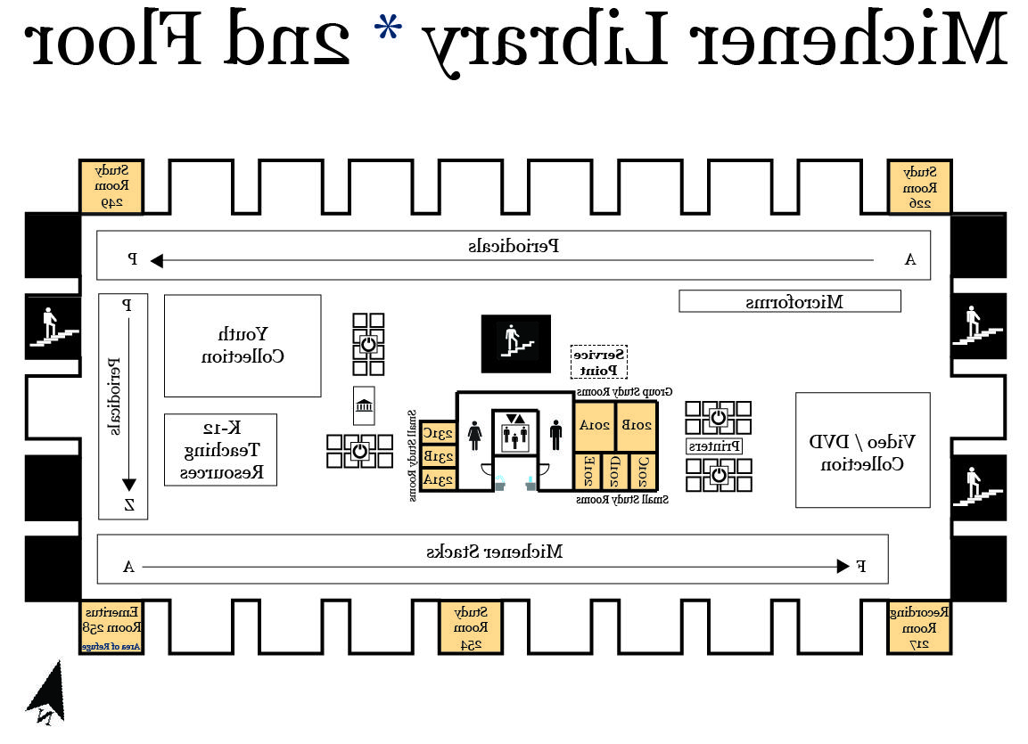 Map of Michener Library second floor