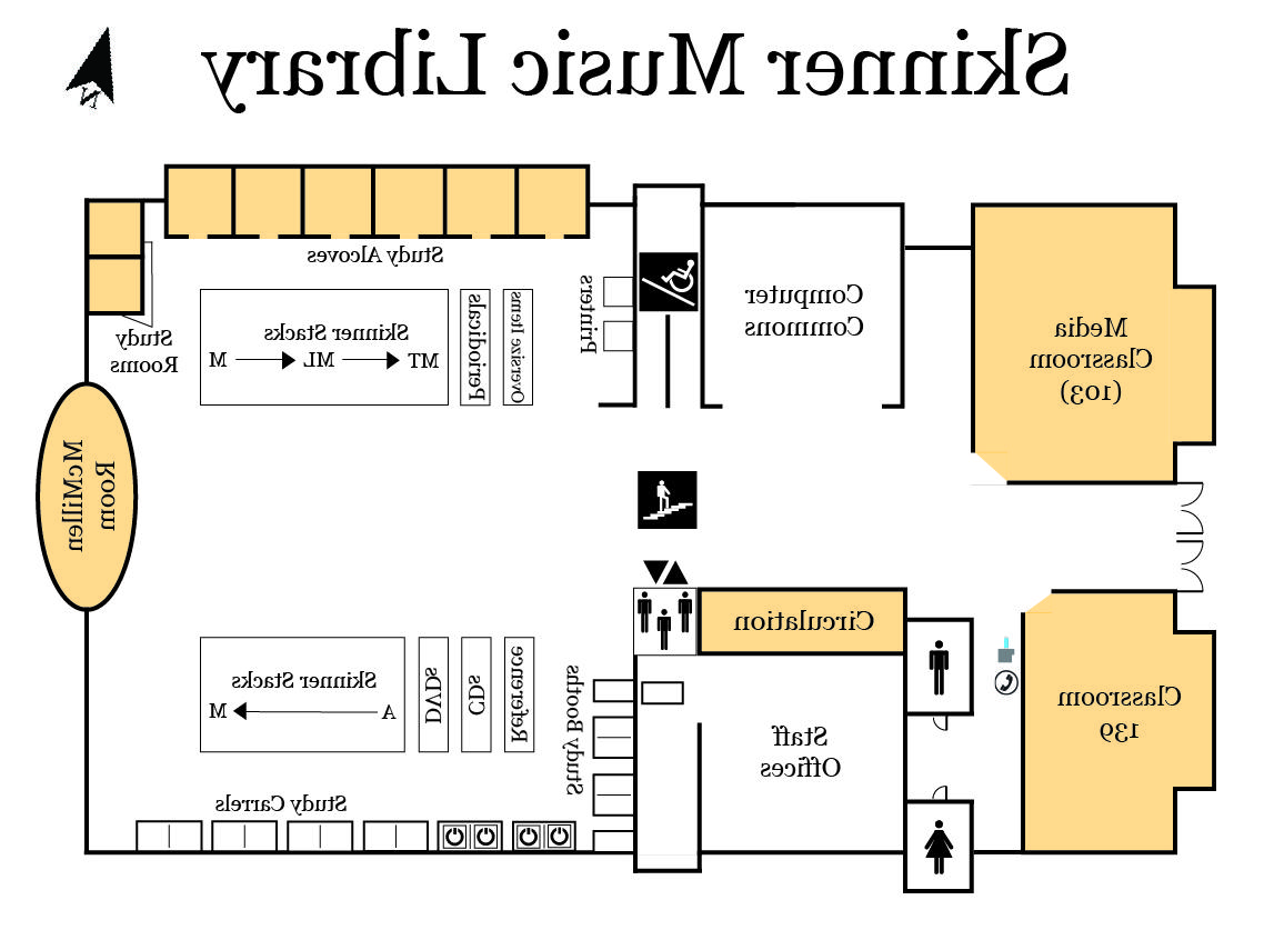 Map of Skinner Music Library first floor